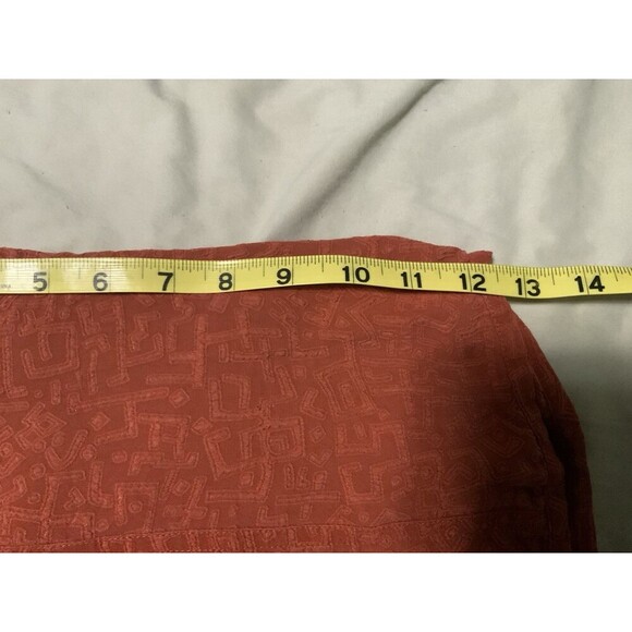 Chicos Women’s 0 US S 100% Silk Top Rust Geometric Long Sleeve Blouse - Picture 7 of 10